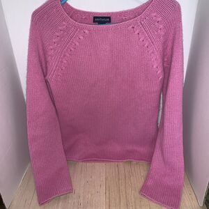 Ann Taylor Pink Cashmere Cable Knit Crew Neck Sweater Women Small Preppy Office